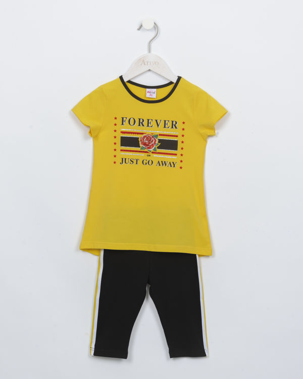 Picture of C2038 100% COTTON SET WITH 3/4 LEGGINGS -YELLOW/WHITE